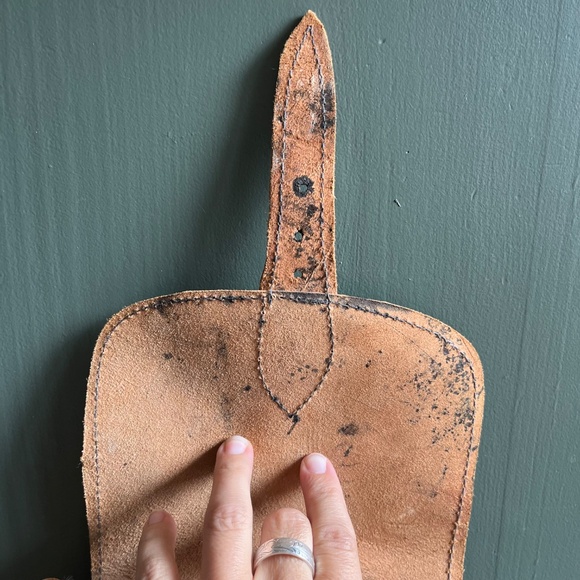 Vintage 70s Boho Genuine Leather Moroccan Carpet Backpack - Picture 4 of 8